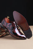 Brown Jacquard Men's Leather Party Shoes