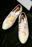 Pink Jacquard Slip-On Men's Shoes