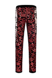 Red Sequins Floral Pattern Men's 2 Pieces Suits