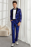 Shawl Lapel One Button Royal Blue Sequins Men's 2 Pieces Suits