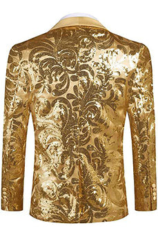 Golden Shawl Lapel Sequins Men's Blazer