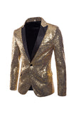 Sparkly Gold Notched Lapel Formal Blazer