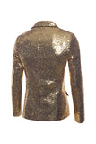 Sparkly Gold Notched Lapel Formal Blazer