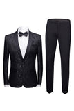 White Shawl Lapel Jacquard Formal Men's 2 Pieces Suits