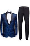 White Shawl Lapel Jacquard Formal Men's 2 Pieces Suits