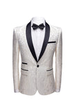 White Shawl Lapel Jacquard Formal Men's 2 Pieces Suits