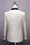 White Shawl Lapel Jacquard Formal Men's 2 Pieces Suits