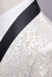 White Shawl Lapel Jacquard Formal Men's 2 Pieces Suits