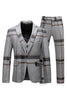Load image into Gallery viewer, Grey Stripe Notched Lapel Men&#39;s 3 Pieces Suits