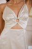 Load image into Gallery viewer, Spaghetti Straps White Holiday Party Dress with Slit