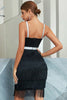 Load image into Gallery viewer, A Line Spaghetti Straps Black Cocktail Dress with Tassel