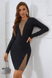 Sheath Jewel Black Party Dress with Long Sleeves