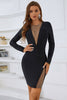 Load image into Gallery viewer, Sheath Jewel Black Party Dress with Long Sleeves