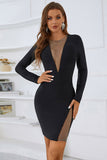 Sheath Jewel Black Party Dress with Long Sleeves