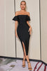 Load image into Gallery viewer, Off Shoulder Black Party Dress with Slit