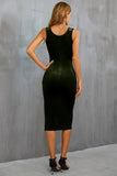 Velvet Black Cocktail Party Dress with Slit