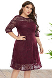 Plus Size Lace Party Dress with Half Sleeves