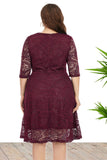 Plus Size Lace Party Dress with Half Sleeves