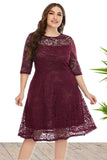 Plus Size Lace Party Dress with Half Sleeves