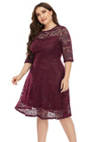 Plus Size Lace Party Dress with Half Sleeves