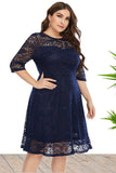 Plus Size Lace Party Dress with Half Sleeves