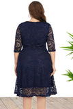 Plus Size Lace Party Dress with Half Sleeves