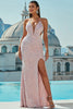 Load image into Gallery viewer, Light Pink Halter Neck Sequined Mermaid Formal Dress