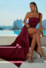 Load image into Gallery viewer, One Shoulder Burgundy Formal Dress With Slit