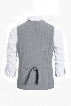 Single Breasted Slim Fit Striped Men's Suit Vest