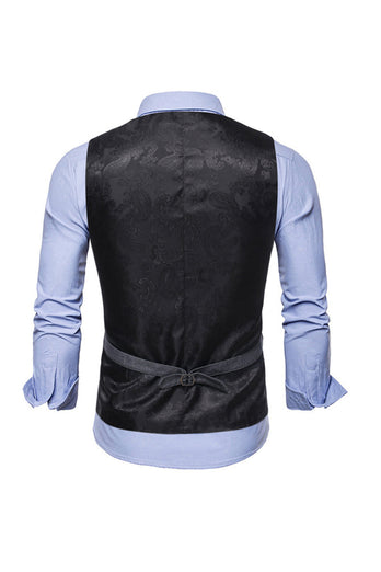 Single Breasted Slim Fit Men's Solid Color Suit Vest