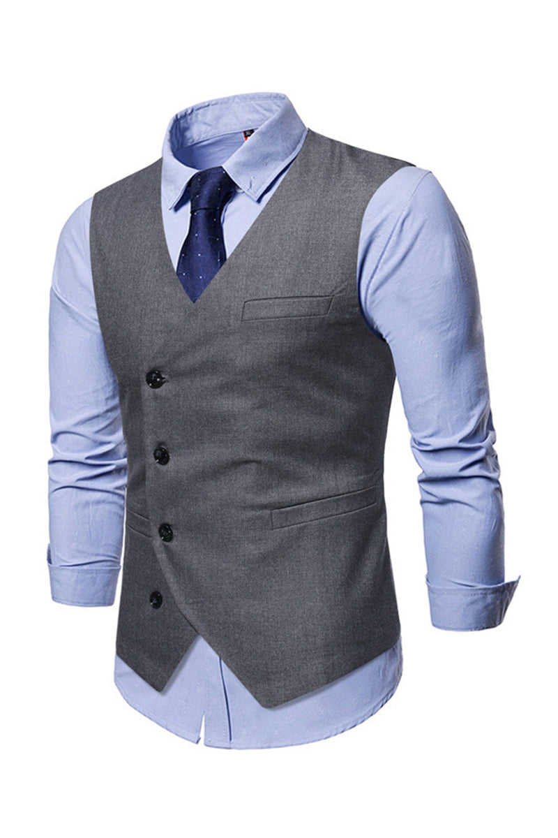 Load image into Gallery viewer, Single Breasted Slim Fit Men&#39;s Solid Color Suit Vest