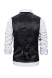 V Neck Single Breasted Men's Grey Casual Vest