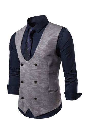 U Neck Double Breasted Men's Suit Vest