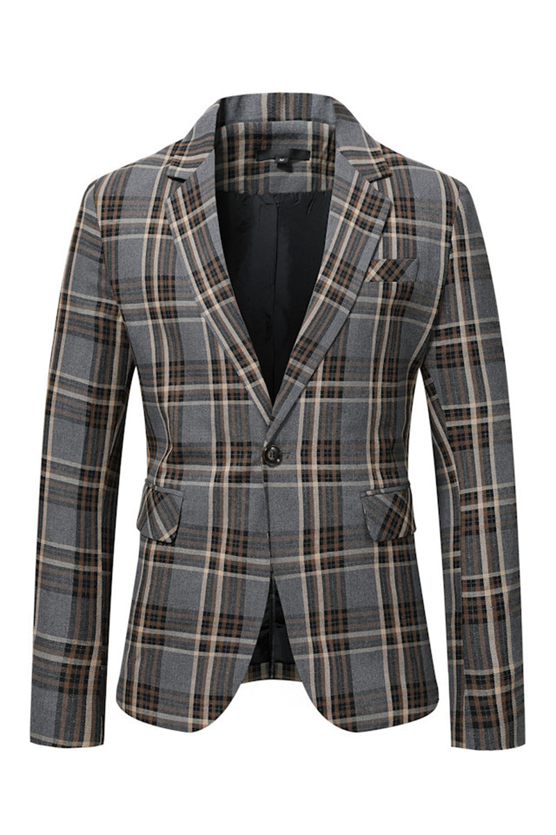 Load image into Gallery viewer, Grey Grid Business Blazer for Men