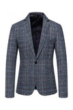 Brown Grid Business Blazer for Men