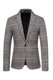 Brown Grid Business Blazer for Men