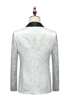 White Jacquard Shawl Lapel 3 Pieces Men's Suits