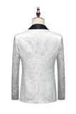 White Jacquard Shawl Lapel 3 Pieces Men's Suits