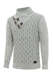 Grey Stand Collar Men's Pullover Sweater