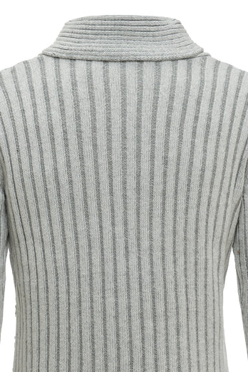 Grey Stand Collar Men's Pullover Sweater