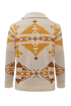 Ivory Lapel Neck Buttons Men's Sweater