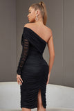 One Shoulder Little Black Dress with Ruffles