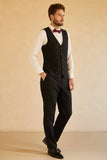 Black Shawl Lapel Single Breasted 3 Piece Men's Suits