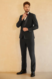 Black Shawl Lapel Single Breasted 3 Piece Men's Suits