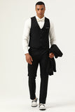 3 Piece Black Shawl Lapel Single Breasted Men's Suits