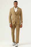 3 Piece Brown Single Breasted Peak Lapel Men's Formal Suits