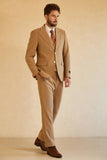 Brown Single Breasted Peak Lapel 3 Piece Men's Wedding Suits