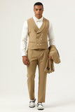 3 Piece Brown Single Breasted Peak Lapel Men's Formal Suits