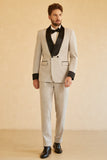 Grey Shawl Lapel Double Breasted 2 Piece Men's Suits