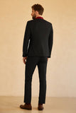 Black Red Shawl Lapel Men's 3 Piece Prom Suits